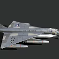 U.S. Air Force Gray Tactical Fighter Jet With Underwing Mounted Missiles 3d model
