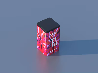 Stylish Decorative Tea Canister With Pink White Floral Pattern And Black Lid 3d model