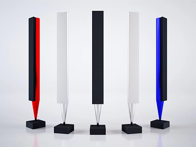 Modern Column Audio Speakers With Multiple Colors Red White Black Blue And Black Base 3d model