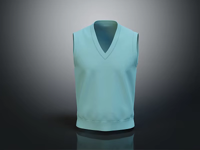 Light Green V neck Sleeveless Vest With Soft Fabric For Casual Wear 3d model