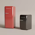 SMG Red And Black Vintage Stylish Refrigerators With Retro Design For Home Kitchen