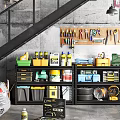 Organized Garage Interior With Tool Board Black Shelves Cans Tires Gray Walls And Welcome Sign