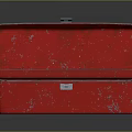 Practical Red Metal Toolbox with Open Compartments Distressed Texture for Daily Use 3d model