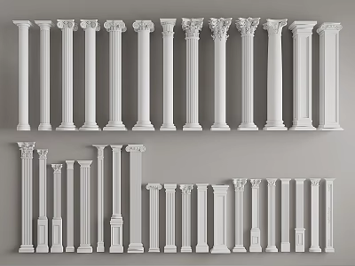Variety Of White Roman Columns Design Styles 3d model