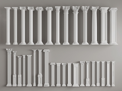 European Roman Column Gypsum Engraved Column Gypsum Component Building Component Stigma Head Engraved Column 3d model