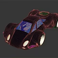 Futuristic Concept Car With Sleek Dark Metallic Body Purple Interior And Transparent Windows