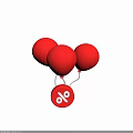 Decorative Ornament Set with Three Red Balloons and Hanging Percentage Sign