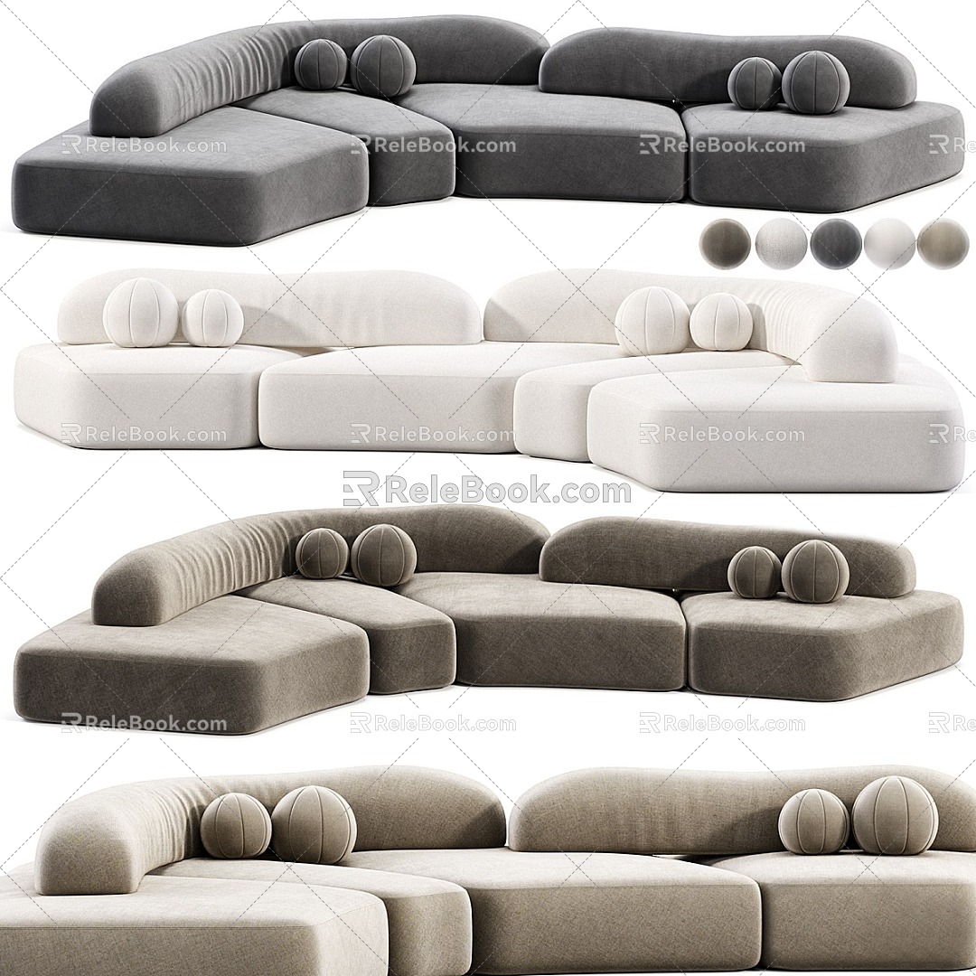 Modern Multiplayer Sofa Curved Sofa Sofa Corner Sofa 3d model