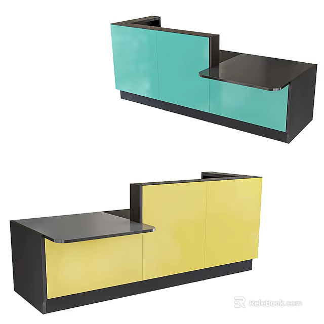 Turquoise Yellow And Black Modern Service Counters With Sleek Design 3d model