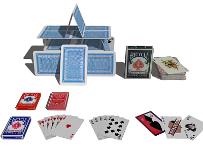 Fun Card Entertainment With Colorful Playing Cards Decks Spread Suits And Multiple Card Piles 3d model