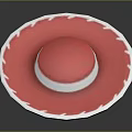 Game Movie Character With Red Wide Brimmed Hat Green Eyes And Cow Patterned Pants