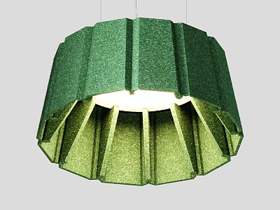 Modern Green Felt Pendant Light With Pleated Design And Warm Illumination 3d model