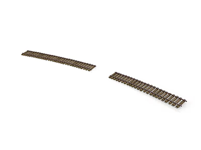 Model Railroad Tracks With Straight And Curved Sections On White Background 3d model