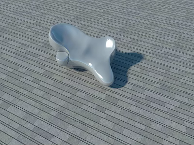 Modern Single Chair With Sleek Silver Design On Striped Floor Surface 3d model