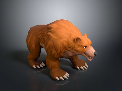 3D Brown Bear Model Featuring Furry Texture Standing Pose Sharp Claws And Fierce Look 3d model