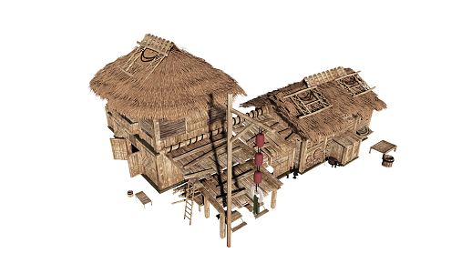 New Chinese Thatched House 3d model