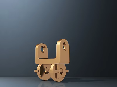 Golden Door Handle with Modern 3D Rendered Design and Metallic Sleek Structure 3d model