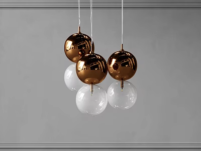 Modern Spherical Globe Pendant Lights With Metal And Clear Glass Design For Interior 3d model
