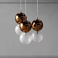 Modern Spherical Globe Pendant Lights With Metal And Clear Glass Design For Interior
