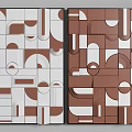 Modern Geometric Wall Art With Brown White Curves And Abstract Shapes