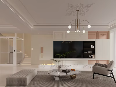Sofa Dining Table TV Carpet Elevator 3d model