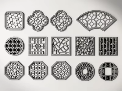 Ornate Lattice Windows Design With Various Shapes And Intricate Patterns 3d model