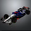 Blue And White Alpha Tauri Formula 1 Race Car With Aerodynamic Design And Black Wheels