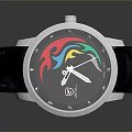 Metal Case Stylish Wrist Watch With Black Leather Strap And Colorful Dial Design