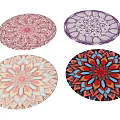 Colorful Round Rugs with Intricate Mandala Patterns on Wooden Floor