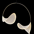 Modern Curved Metal Chandelier With Double White Fabric Shades And Soft Lighting Design
