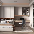 Tatami Bedroom Design With Comfortable Bed Study Desk Modern Cabinets And Natural Light