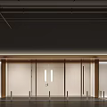 Modern Indoor Parking Garage with LED Lighting Yellow Floor Lines Bollards Wall Decor and Poster
