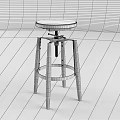 Modern Simple Bar Stools With Wooden Round Seat Metal Frame And Adjustable Height