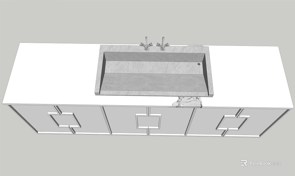 Modern Washbasin Vanity With Stone Countertop Faucet And Storage Cabinets 3d model 