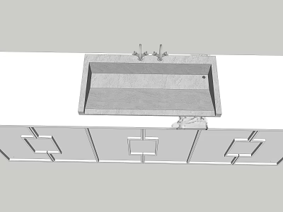 Modern Washbasin Vanity With Stone Countertop Faucet And Storage Cabinets 3d model