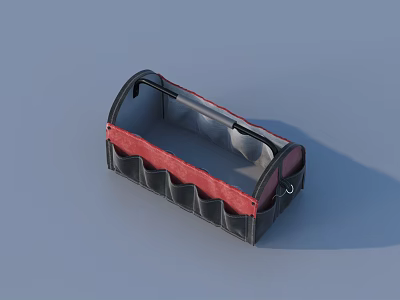 Multi Pocket Storage Organizer With Red Compartments Black Trim And Transparent Lid 3d model