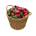 Vibrant Fresh Red and Green Bell Peppers in Wicker Basket for Healthy Meals