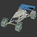 Futuristic Off Road Vehicle With Blue Rear Spoiler And Large Tires
