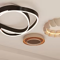 Contemporary Ceiling Lights Featuring Double Circular Rings And Curved Wave Patterns With Warm Lighting 3d model