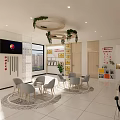 Modern Public Office Space Interior With Open Layout Hanging Green Plants Bookshelves And Orange Accents