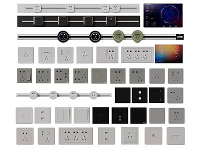 Various Stylish Switch Panels With Knobs Digital Displays And Color Options 3d model