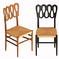 Modern Minimalist Leisure Chairs With Circular Cutout Backrest And Woven Seat In Wooden Black
