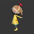 Cute Smiling Cartoon Character With Red Hair Accessory Yellow Dress And Yellow Shoes