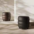 Modern Minimalist Indoor Stools With Layered Design In Brown And Black