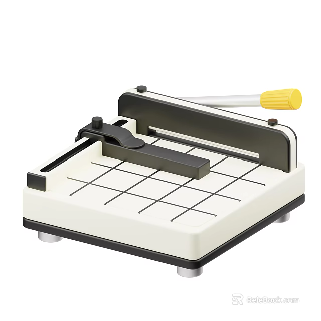 Smart Machine Paper Cutter With Precision Grid Base And Yellow Handle For Office Use 3d model