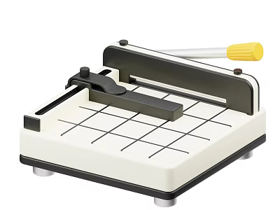 Smart Machine Paper Cutter With Precision Grid Base And Yellow Handle For Office Use 3d model