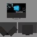 Sleek Wall Mounted Television Showing Windows 8 Interface With Dark Wooden Cabinetry