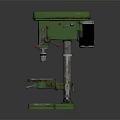 Green Metal Workbench With Drill Press And Stable Surface Design