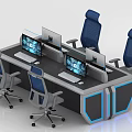 Modern Monitoring Room Interior Design With Workstations Screens And Ergonomic Chairs