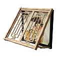 Traditional Carved Wooden Window With Intricate Lattice Patterns And Classic Design